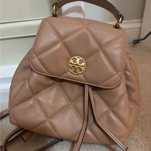 Tory Burch Beige Quilted Backpack